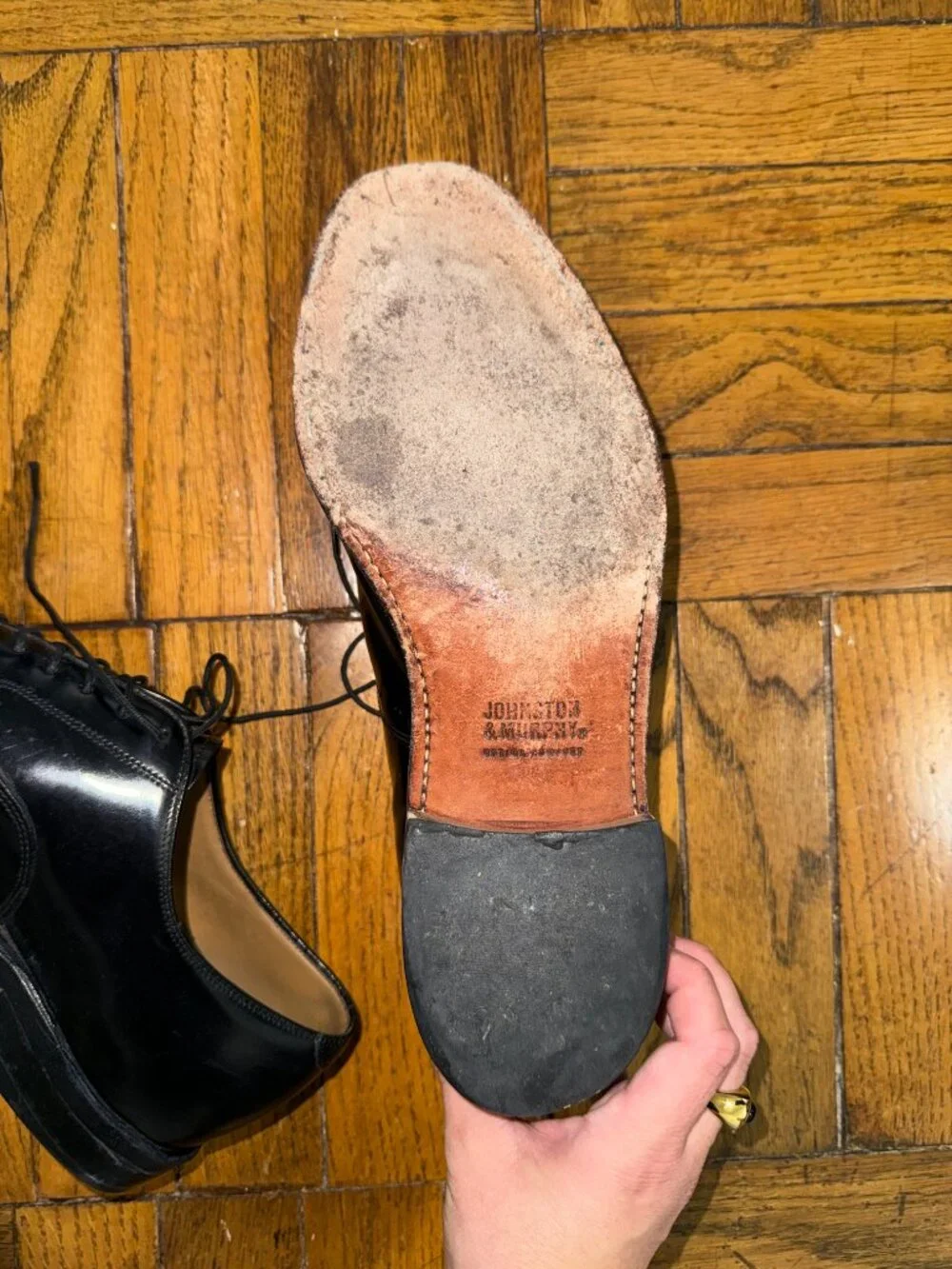 Vintage Johnston & Murphy Black Leather Oxfords